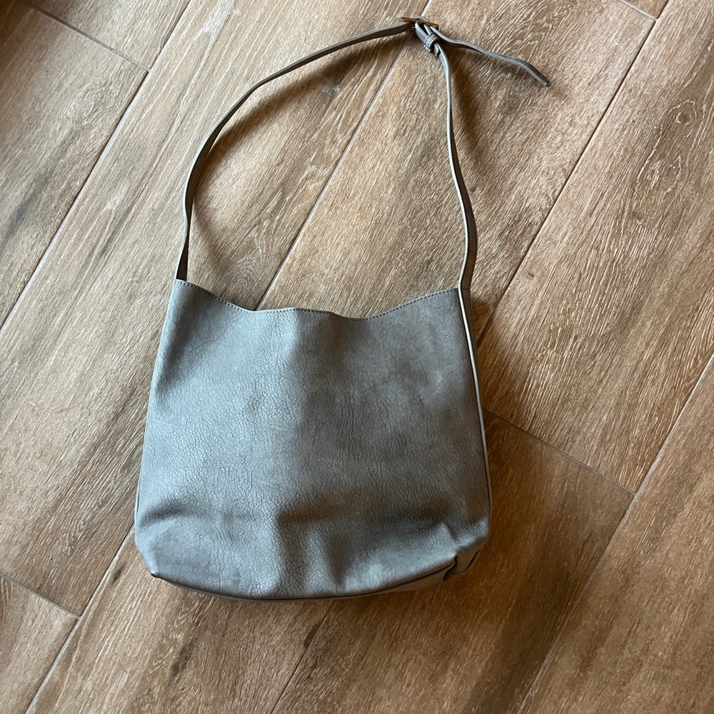 Miztique Gray Faux Leather Shoulder Bag